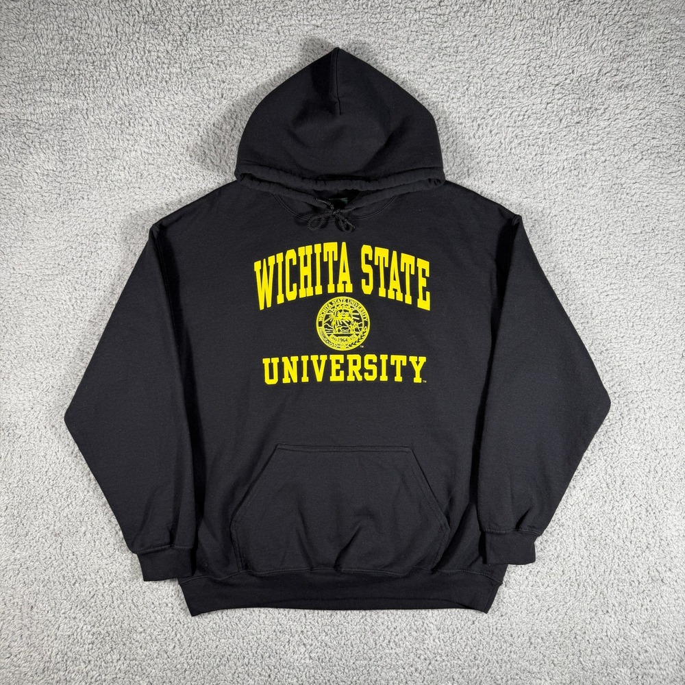 Wichita State Shockers Hoodie Size Large Black NCAA‎ Sweatshirt